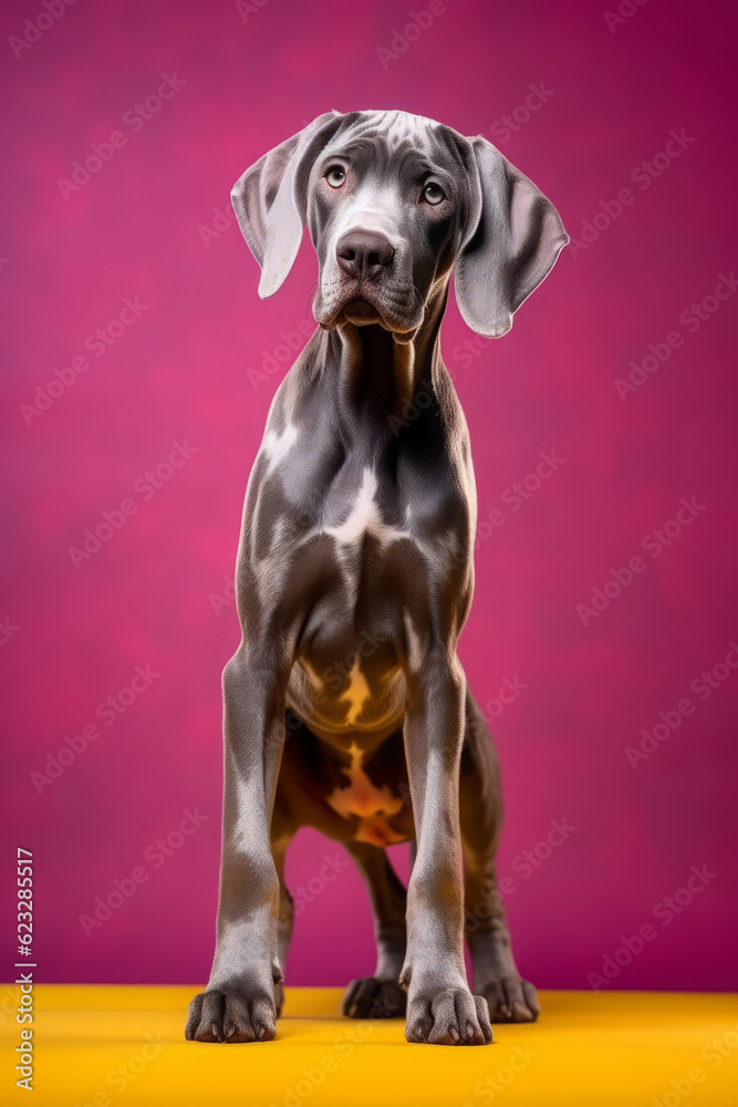 Very cute  puppy Great Dane in nature, national geography, Wide life animals. AI Generated.