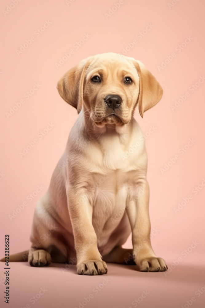 Very cute puppy Labrador in nature, national geography, Wide life animals. AI Generated.