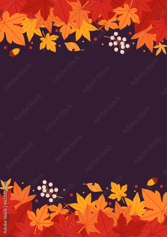 Background material designed with autumn leaves and nuts Background material designed with autumn leaves and nuts