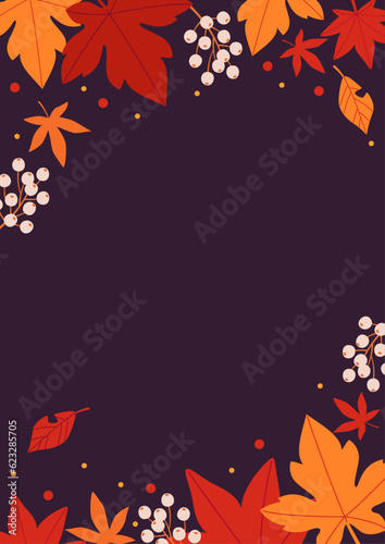 Background material designed with autumn leaves and nuts
