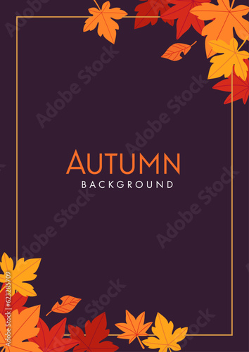 Background material designed with autumn leaves and nuts
