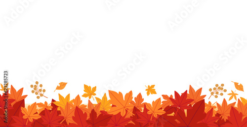 Background material designed with autumn leaves and nuts