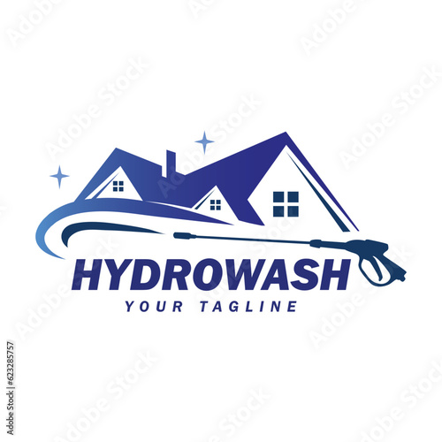 Hydrowash logo design template. Pressure washing elegent logo design.