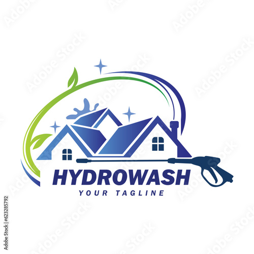 Hydrowash logo design template. Pressure washing elegent logo design.