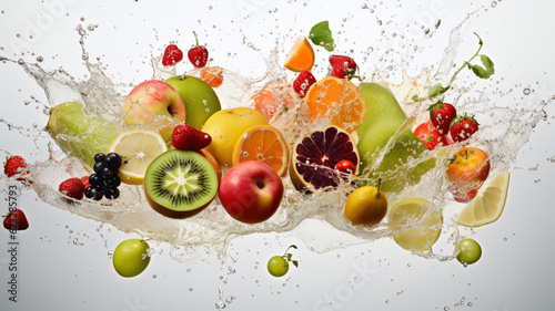 Explosion fruits white background