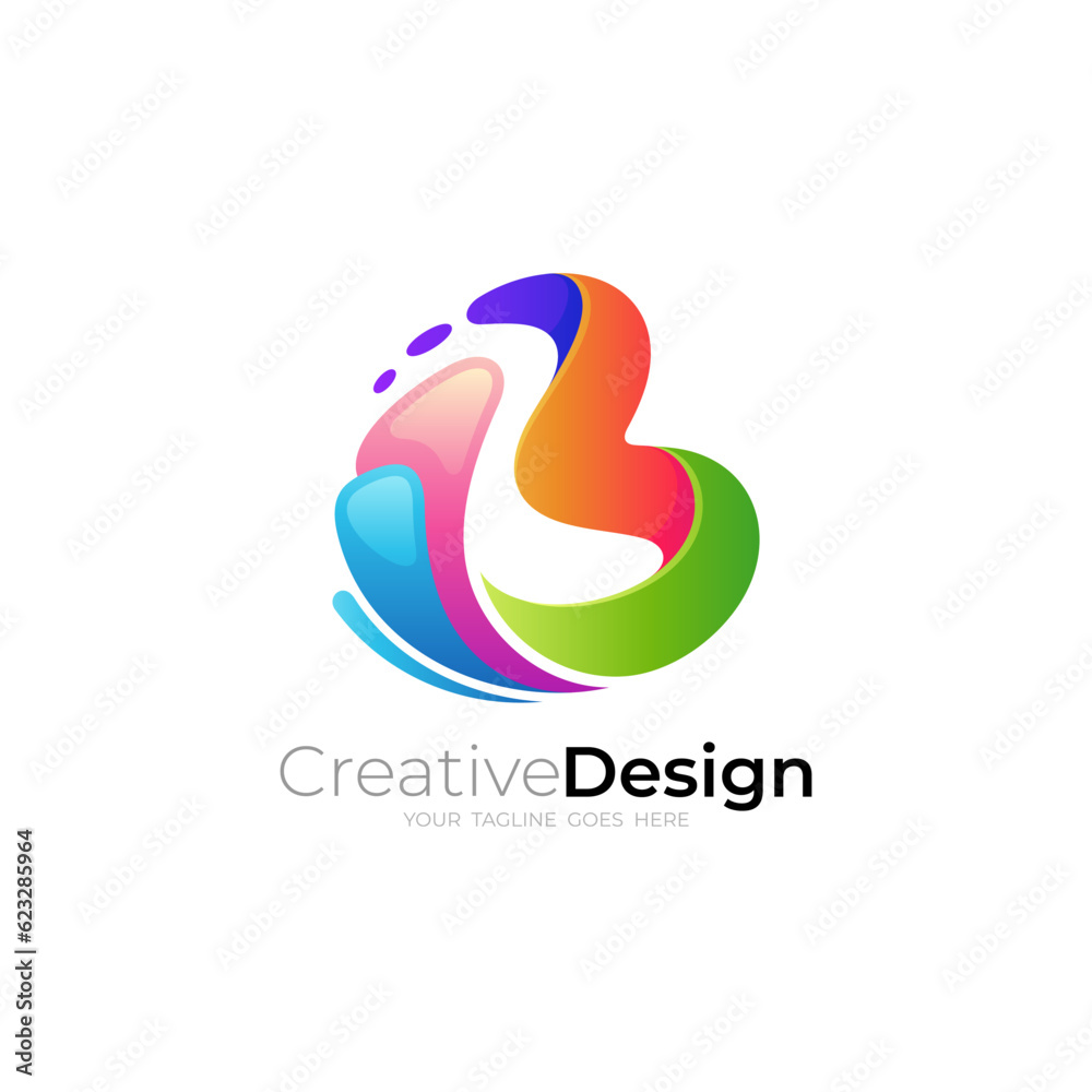 Obraz premium Modern letter B logo template, B logo colorful