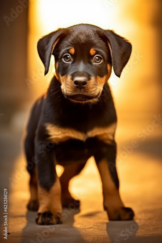 Very cute puppy Rottweiler in nature  national geography  Wide life animals. AI Generated.