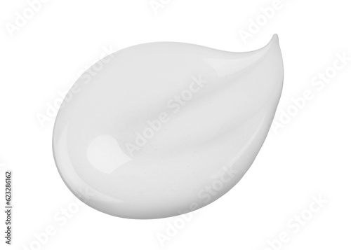 Pure White cosmetic face creme, body lotion, moisturiser smear swipe. Skin care product smudge swatch isolated on white background. BB CC cream Beauty product drop