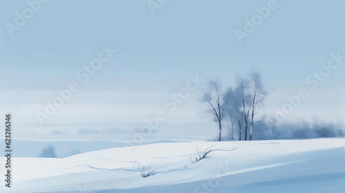 Minimalistic Snowy Landscape Illustration AI Generated © ArquitecAi