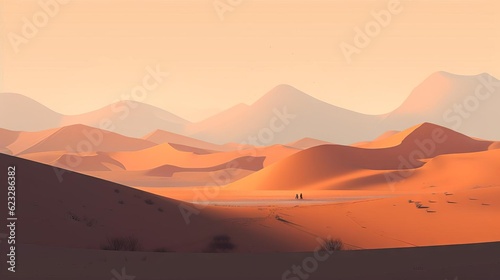 Minimalistic Orange Desert Illustration AI Generated