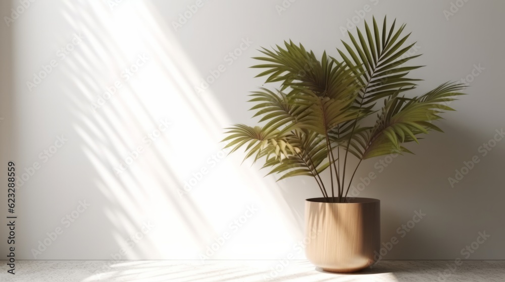 tropical palm tree pot on white clean clear wall with sun light and shade beautiful backdrop mockup nature template design,ai generate tropical palm tree pot on white clean clear wall with sun light and shade beautiful backdrop mockup nature template design,ai generate