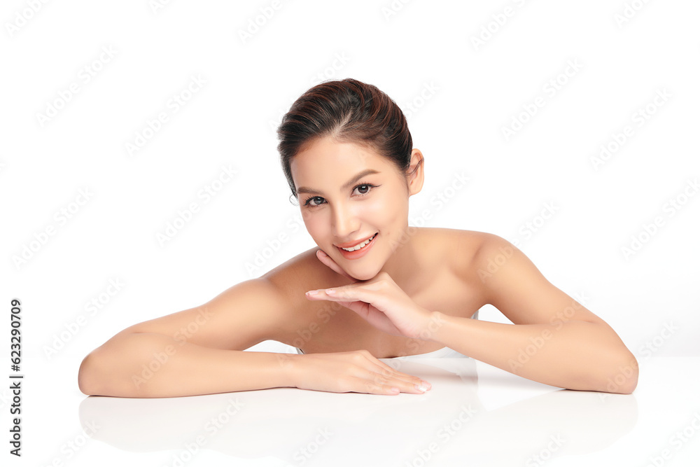 Beautiful young asian woman with clean fresh skin on white background, Face care, Facial treatment, Cosmetology, beauty and spa, Asian women portrait. Beautiful young asian woman with clean fresh skin on white background, Face care, Facial treatment, Cosmetology, beauty and spa, Asian women portrait.