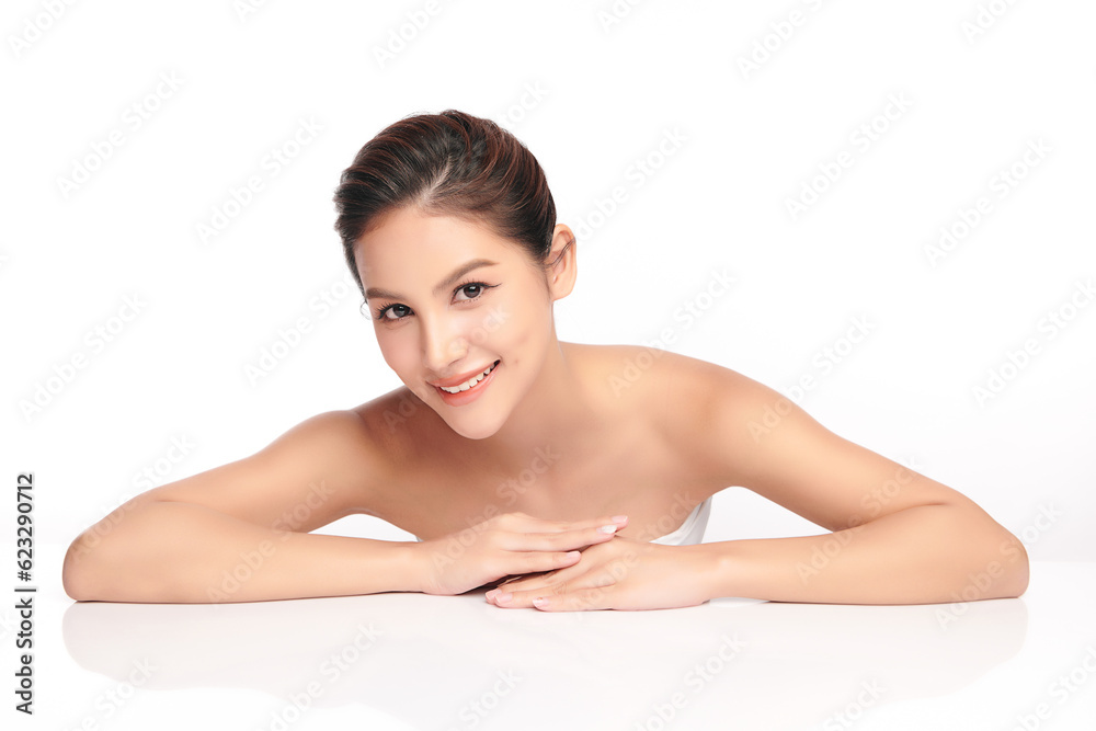 Beautiful young asian woman with clean fresh skin on white background, Face care, Facial treatment, Cosmetology, beauty and spa, Asian women portrait. Beautiful young asian woman with clean fresh skin on white background, Face care, Facial treatment, Cosmetology, beauty and spa, Asian women portrait.