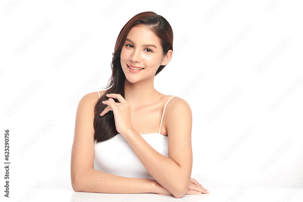 Beautiful young asian woman with clean fresh skin on white background, Face care, Facial treatment, Cosmetology, beauty and spa, Asian women portrait. Beautiful young asian woman with clean fresh skin on white background, Face care, Facial treatment, Cosmetology, beauty and spa, Asian women portrait.