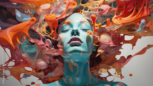 A surreal artwork that visually portrays the chaotic and fragmented nature of a troubled mind. Utilize disjointed elements, distorted perspectives, AI generative. © morepiixel