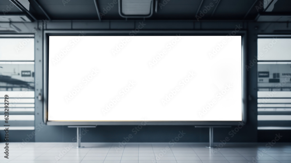 blank mockup white billboard on train station.generative ai blank mockup white billboard on train station.generative ai