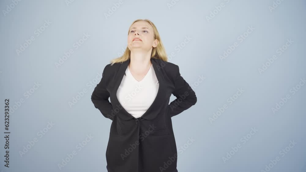Business woman's shoulders hurt. Business woman's shoulders hurt.