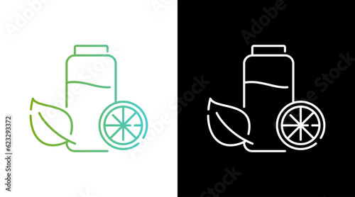 Lemon Water Bottle Gradient Black and white Icon Design