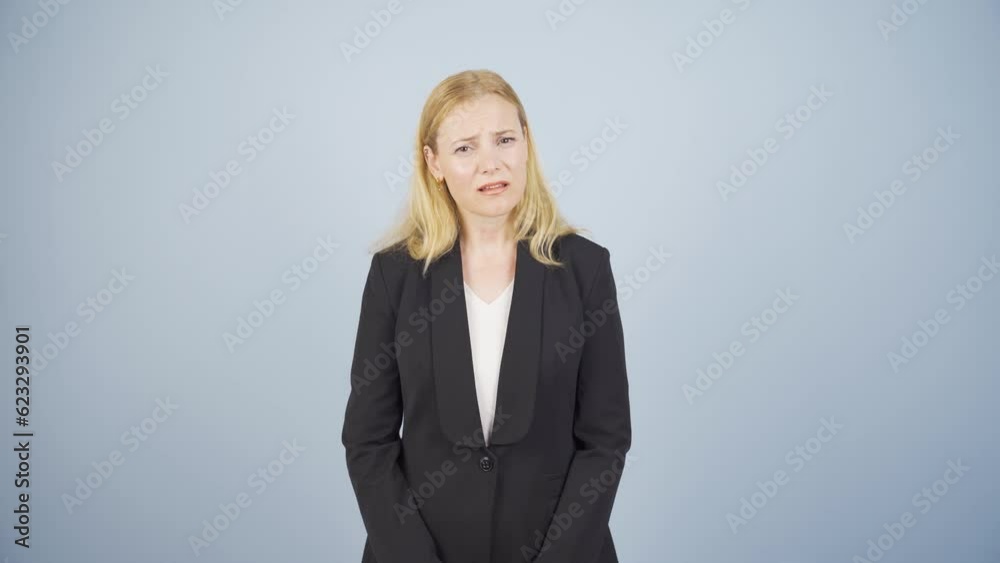 Business woman gets bad news and gets upset.