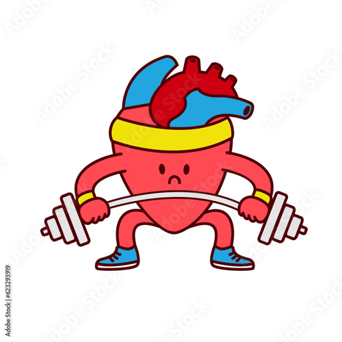 Hearth organ Cute workout mascot illustration