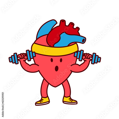 Hearth organ Cute workout mascot illustration