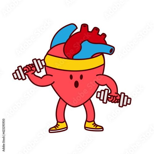 Hearth organ Cute workout mascot illustration