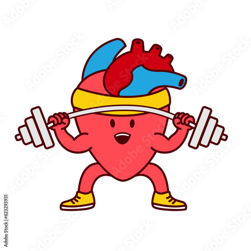 Hearth organ Cute workout mascot illustration