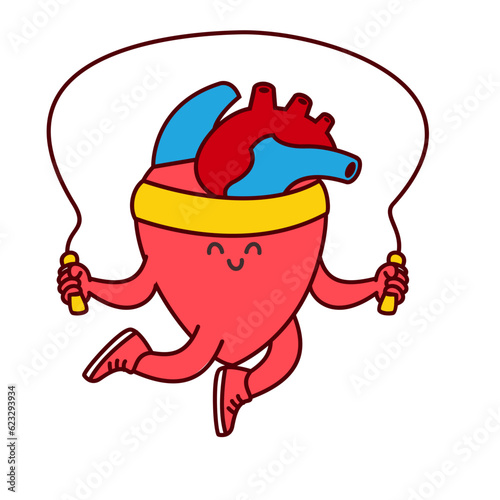 Hearth organ Cute workout mascot illustration