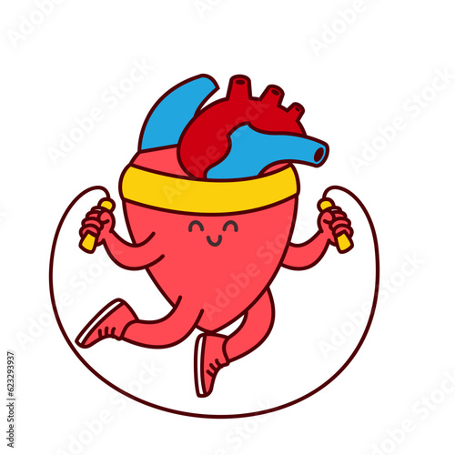 Hearth organ Cute workout mascot illustration