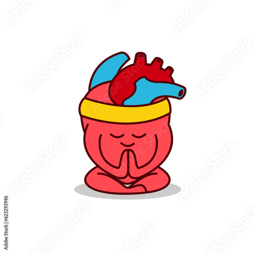 Hearth organ Cute yoga workout mascot illustration