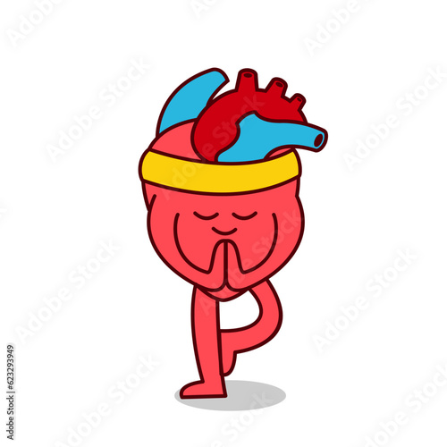 Hearth organ Cute yoga workout mascot illustration