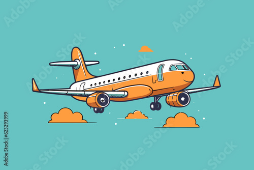 Fototapeta Doodle inspired Aviation, cartoon sticker, sketch, vector, Illustration