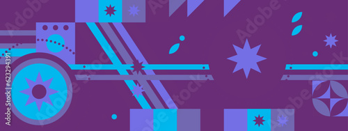 Abstract Geometric Pattern Artwork. Retro colors and color background. Grid with colored geometric shapes. Modern abstract promotional flyer, background, brochure, pattern.