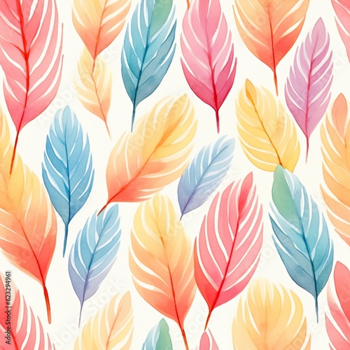 Seamless pattern with watercolor leaves, repeat floral texture, background hand drawing. Perfectly for wrapping paper, wallpaper, fabric, texture and other printing. © Pro Hi-Res
