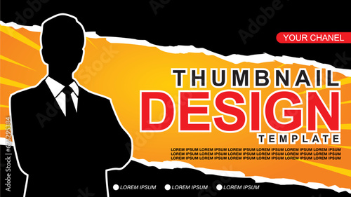 Fully editable video thumbnail design to open video tutorials. Thumbnails are suitable for business and webinars. with orange and black
