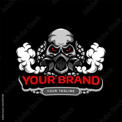 Skull with gas mask mascot logo template