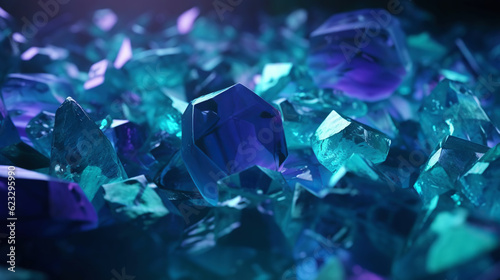 Amazing bright and shiny Fluorite crystal cluster background. Jewel mineral detailed macro. Generative AI