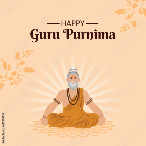 happy guru purnima wishing post design vector file