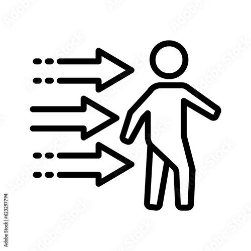 Black line icon for Pursue