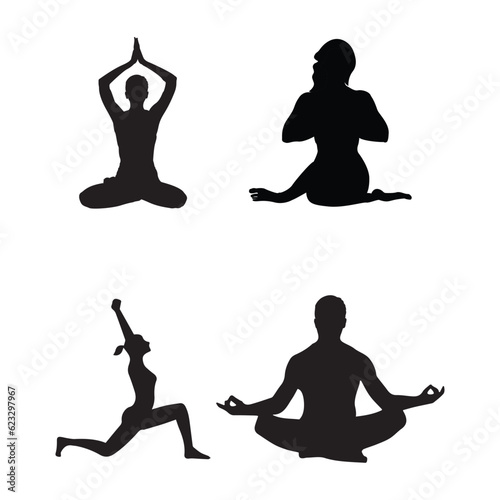 yoga poses all different art design vector file