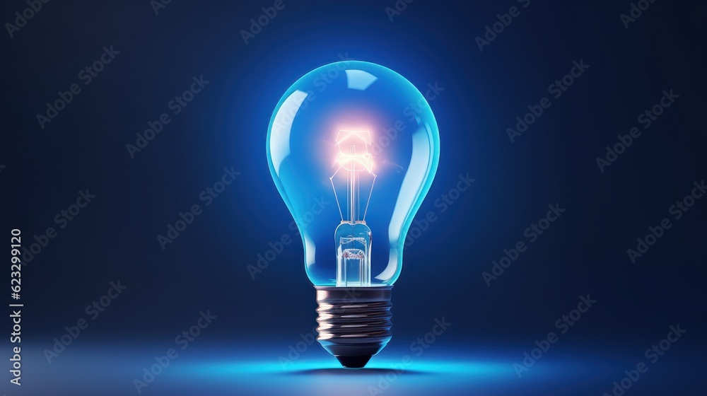 Business ideas concept with glowing light bulb. Generative Ai Business ideas concept with glowing light bulb. Generative Ai