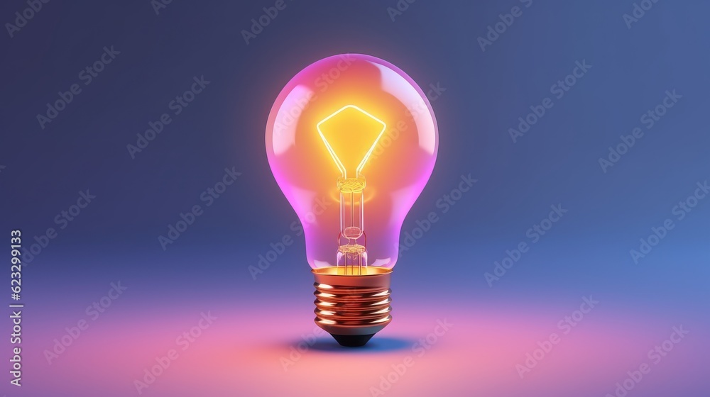 Business ideas concept with glowing light bulb. Generative Ai Business ideas concept with glowing light bulb. Generative Ai