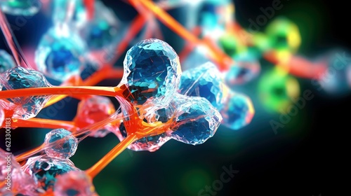 Medical studies of molecular structures. Science in the service of human. Technologies of the future in our life. molecule of medicine model, Generative AI illustration