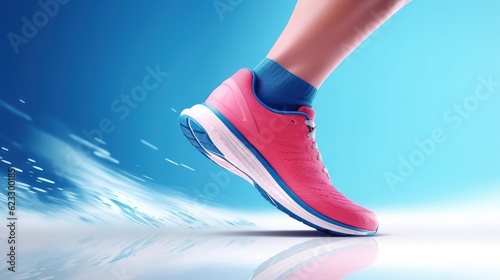 Close up Athlete Runner legs, Running Tournament Competition, Running Shoes Advertising Concept. Generative AI