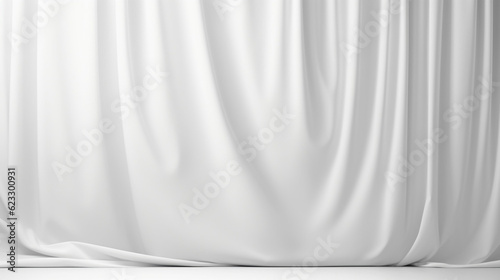Empty curtains isolated on white background. Mock up Product with Generative Ai.