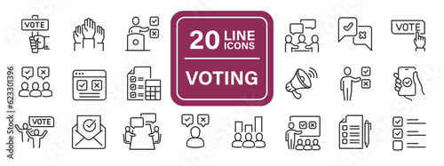 Voting line icons. Editable stroke. For website marketing design, logo, app, template, ui, etc. Vector illustration.