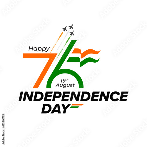 76 Years Happy Indian Independence Day Celebration Typographic Design vector illustration