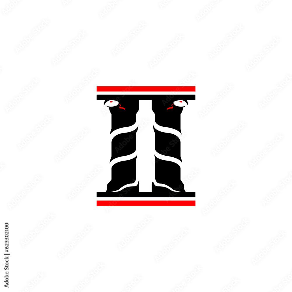 pillar logo with snake. lawyer logo design. snake in pillars logo design. logo for legal institution.