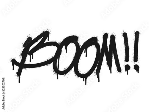 Set of Spray painted graffiti Boom word in black over white. Boom drip symbol. isolated on white background. vector illustration