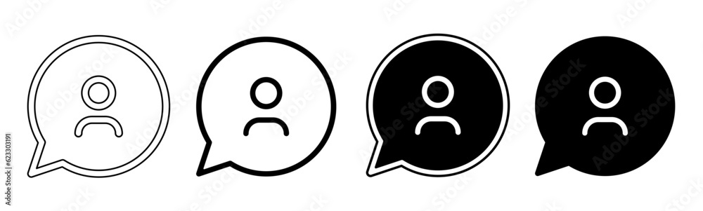 Black and white illustration of a bubble notification. Bubble notification icon collection with line. Stock vector illustration. Black and white illustration of a bubble notification. Bubble notification icon collection with line. Stock vector illustration.